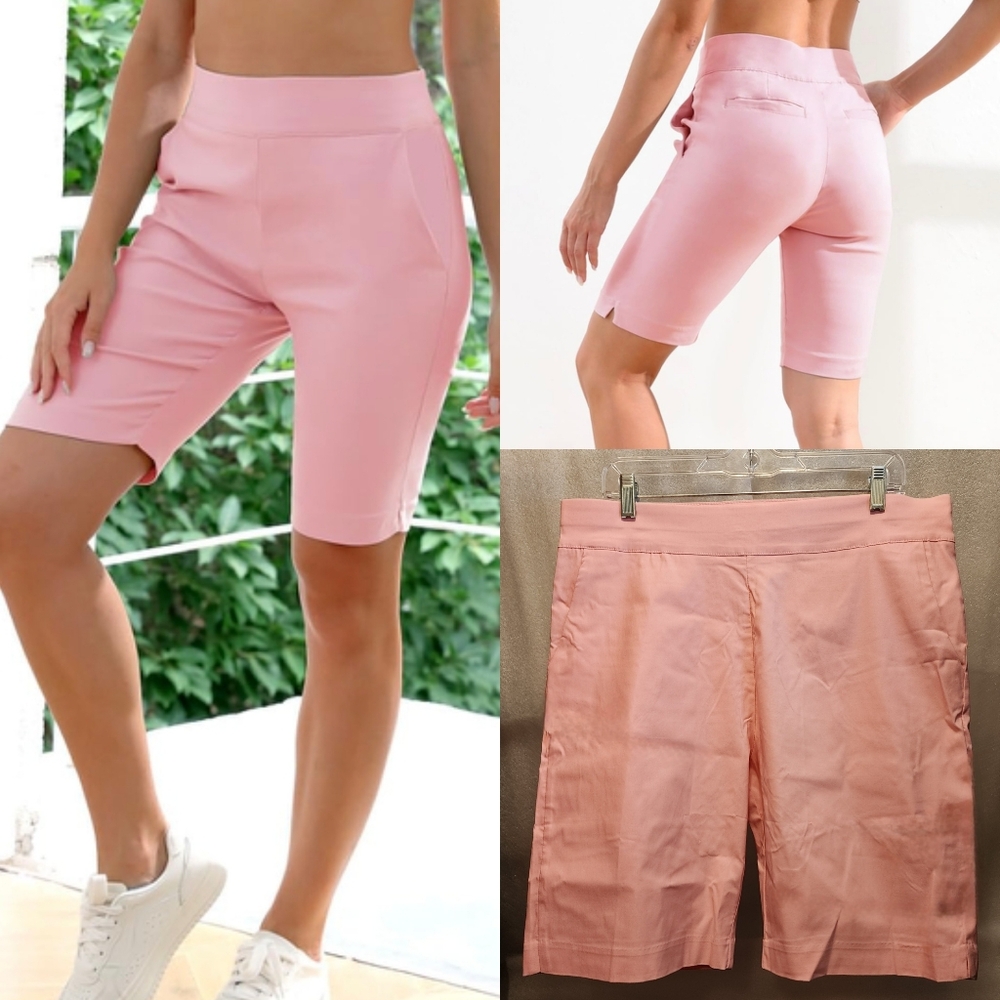 NEW Bermuda Shorts • 10" Inseam • Pink-Coral • Rayon/Nylon/Spandex • XXL - 20
